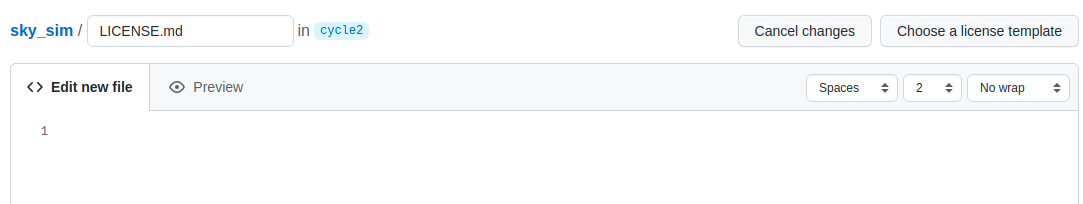 Editing the LICENSE.md file