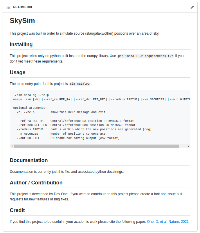 Rendered README.md on GitHub