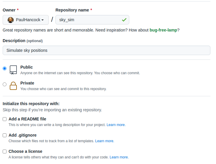 Create a github repo